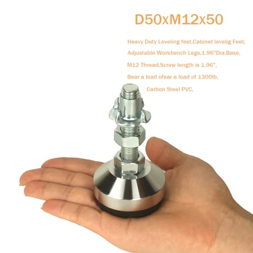 MUHOUZHINANG Heavy Duty Adjustable Legs,M12 Thread,1.96" Dia Base,4 Pack by MUHOUZHINANG - Used condition - Image 2