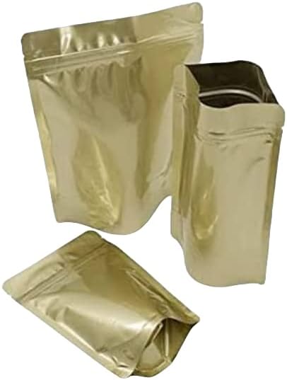 Hushveda MATT Gold Reusable Karft Zipper Stand Up Pouch Bag of 100Grm. Pack of 100