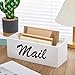 Colingmill Magnetic Mail Organizer Farmhouse Rustic Mail Holder for Fridge Wood Paper Basket Letter Envelope File Storage Box with 2 Slot for Home Office Metal Cabinet Wall Desk Countertop(White)