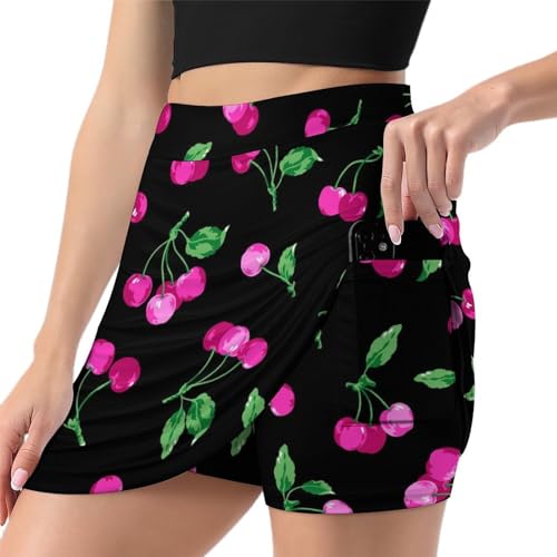 Jupe de tennis femme avec short intégré Cerise pour le golf et la course