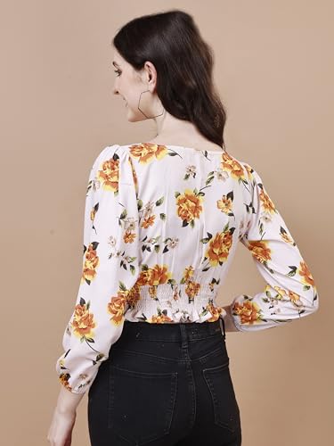 Image of Wedani Women's Casual Foral Print Puff Sleeve Regular Top