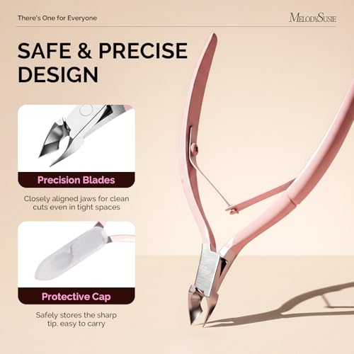 Image of Melodysusie Cuticle Trimmer, Stainless Steel Cuticle Nipper Cuticle Remover with Double Spring and Ergonomic Handle, Pedicure Manicure Tools for Home Salon