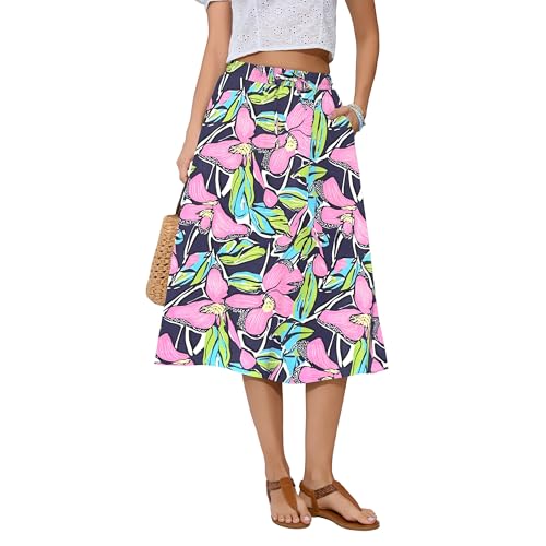Image of Witsmile Women's Summer Pleated High Waisted Casual Flowy Skirt Pockets