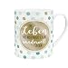 Produktbild GRUSS & CO Die Geschenkewelt 45758 XL Kaffee Spruch, Das Leben muss nicht perfekt sein, Porzellan, 60 cl, mit Geschenk-Banderole Tasse, Gold