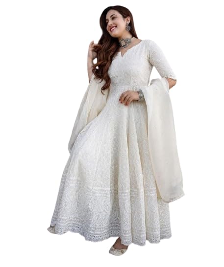 Chikankari Gown with Duptta-picture-19