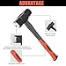 3lb Sledge Hammer - Heavy Duty Drilling Hammer with Forged Steel Head & Fiberglass Handle, Perfect for Demolition, Construction, and Blacksmithing
