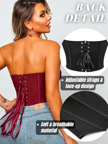 Image of ChiaoLezhee Heart Corset Top For Women, Sexy Concert Outfits Going Out, Strapless Crop Top, Overbust Bustier