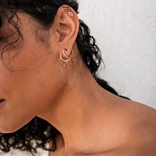 Myears Women Gold Huggie Hoop Earrings Round Sequins Disc Coin Tassel Dangle Drop 14K Gold Filled Small Boho Beach Simple Delicate Hypoallergenic Jewelry Gift #TOP5