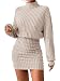 Saodimallsu Damen Strickkleider Minikleid Langarm Rollkragen Kleid Khaki S