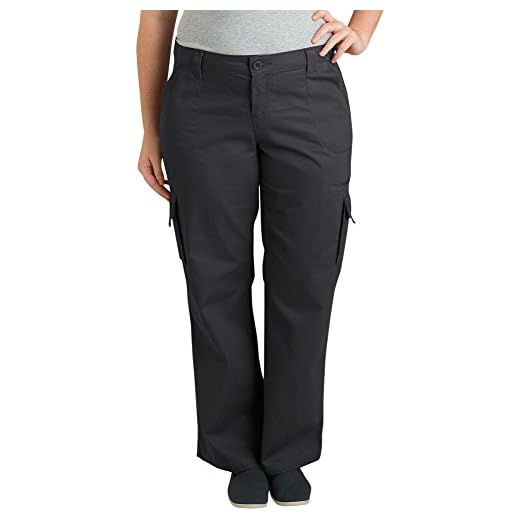 Dickies womens Plus Size Relaxed Cargo pants, Rinsed Black, 18 US