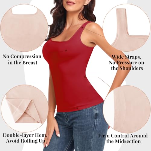 Image of EUYZOU Women's Tummy Control Shapewear Tank Tops Seamless Square Neck Compression Tops Slimming Body Shaper Camisole