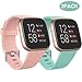 Produktbild Ouwegaga Kompatibel für Fitbit Versa Armband/Fitbit Versa 2 Armband, Weiches Silikon Ersatz Armband Kompatibel mit Fitbit Versa Lite Armband, Damen Herren Groß, Pink/Türkis