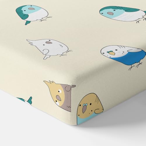 Image of LORETO - A QUALITY LINEN BRAND 186 TC 100% Pure Cotton King Size Fitted Bedsheet with 2 Pillow Covers for 78 x 72 Inch Mattress, All-Around Elastic, 8 Inch Deep Pocket, Multicolor Birds
