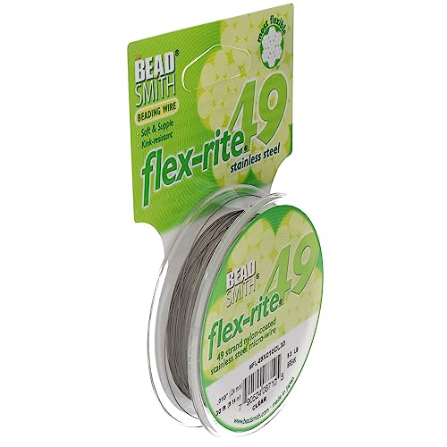 The Beadsmith Flex-Rite 49 Strand Nylon Coated, Stainless-Steel Beading Wire, Jewelry Making Supply (.01 Dia, Clear - 30 Ft)