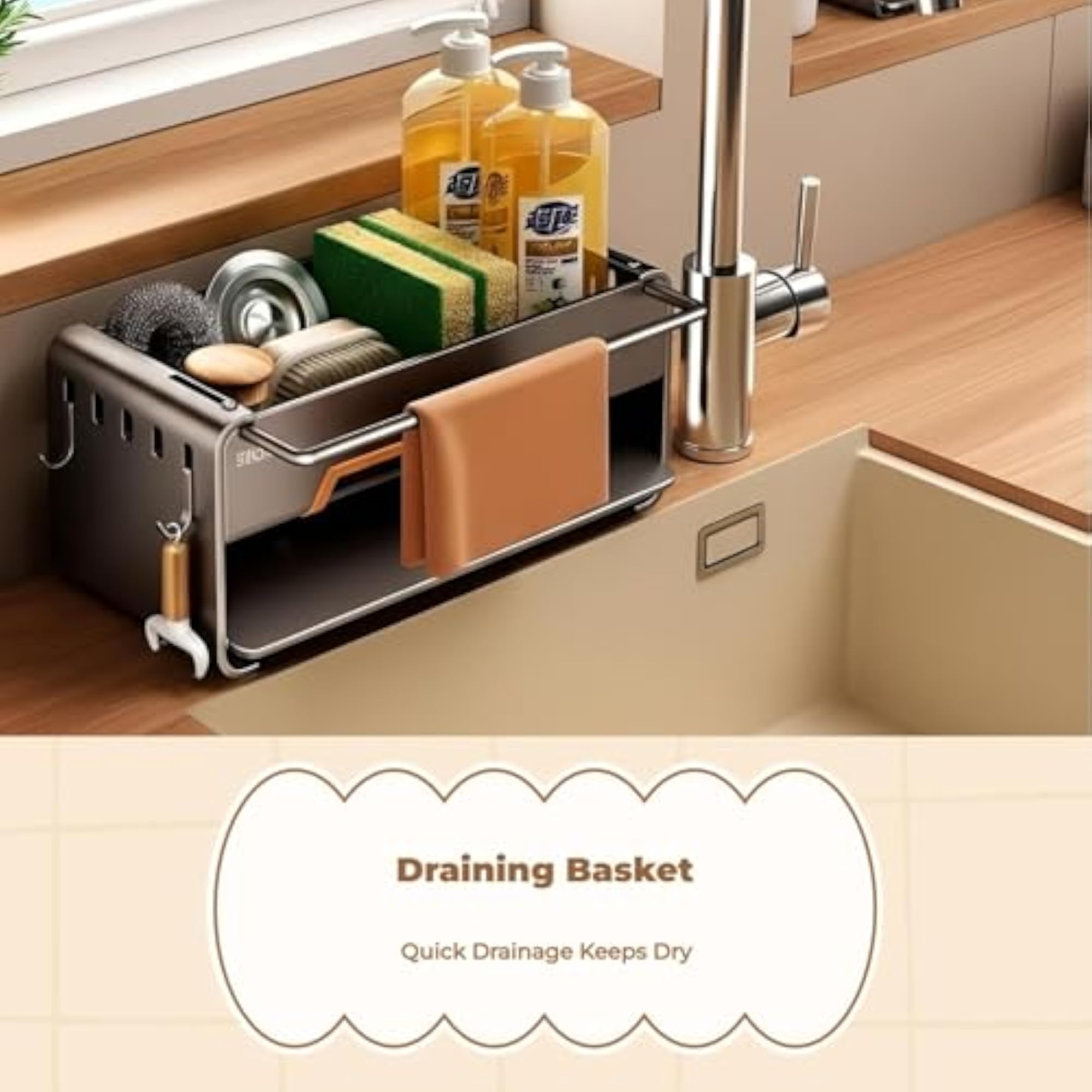 Multi-Functional Sink Organizer Rack, Starry Gray