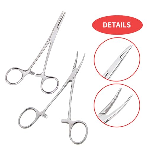 2-Stück Piercing Zange,Piercing Kugel Aufdreher,Arterienklemme Werkzeug,Piercing Zange für Kugeln,Piercing-Ball-Greiferwerkzeug,Medizinische Chirurgisch Piercingzange Nähen Tool Set,für Dental Klemme
