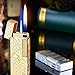 Windproof Butane Lighter, Blue Flame + Soft Flame, Reusable, Adjustable Flame, Compact Body, Zinc Alloy Material, Suitable for Gifts and Collections(Gold)