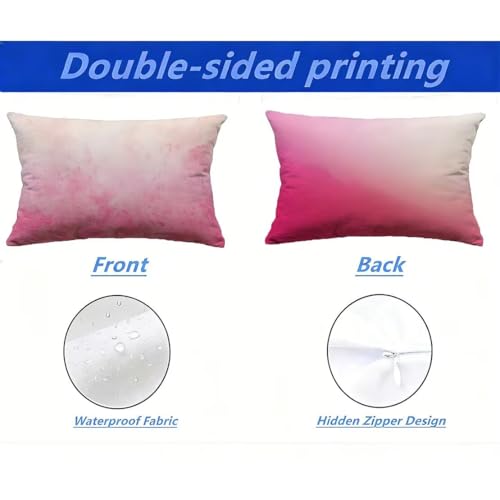 Coussin extérieur imperméable 40x70 rose texture lin supérieure M-P140 - 3