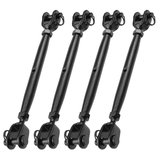 Antrader M6 Turnbuckle Jaw and Jaw Turnbuckle,Black Turnbuckles,4Pcs