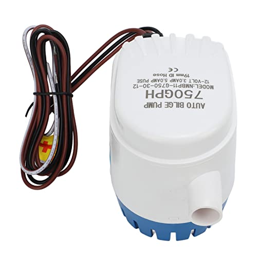 Raguso Boats Blige Water Pump, Electric Bilge Pump Automatic Submersible 12V Good Sealing 750GPH for Boat for Caravan for RV