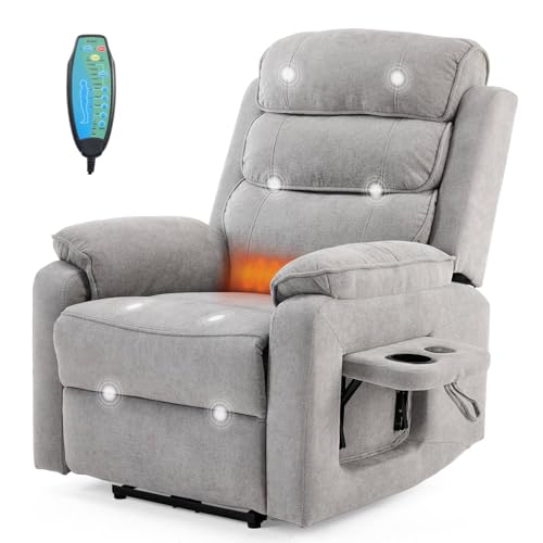 LEADZM Fauteuil Électrique Relax avec Fonction Massage, avec Chargeur sans Fil, équipé d'1 Port USB, d'1 Port de Charge Type-C et d'1 Porte-gobelet, Télécommande...