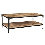 Walker Edison Declan Urban Industrial Angle Iron and Wood Coffee Table, 46 Inch, Barnwood