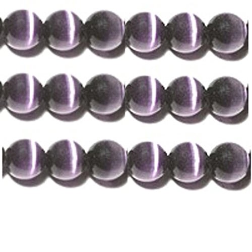 10mm, 8mm & 6mm Cat's Eye Bead Strands Grade A Fiber Optic, 32 Colors to Choose from (10mm, Dark Purple)