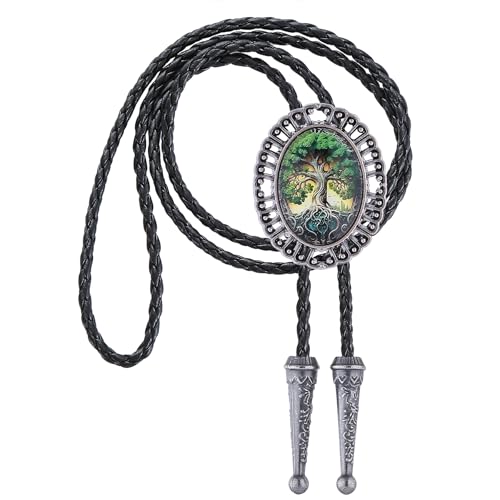 Image of Jeilwiy Bolo Tie for Men Western Cowboy Gothic Bolo Tie Necklace Halloween | Glow in Dark Bolo Tie for Men Women, 3D Halloween Bolo Tie, Gothic Western Ties, String Ties for Men Rodeo Leather Necktie