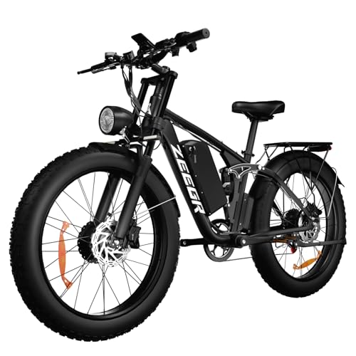 SMLRO Fat Tire Electric Bike 2000W Ebike for Adults, 52V 22.4AH Battery Dual Motor 26" Full Suspension Electric Bicycles 35MPH AWD Mountain E Bike Hydraulic Brakes (Black) -  guang dong kai wei yun dong qi cai you xian gong si, S1