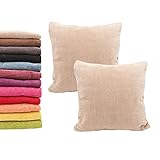 Meishida Juego de 2 Fundas de Cojín 45 x 45 cm Tejido de Chenilla Suave, Fundas Almohada con Cremallera Oculta Decorativa para Sofá y Cama (Beige, 45 x 45 cm)