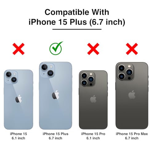 Image of MagIT Premium Skin Series Leather Case for iPhone 15 Plus (6.7-inch), Full Body Protective Case, MagSafe Compatible, Colored Aluminium Buttons (Midnight Blue)