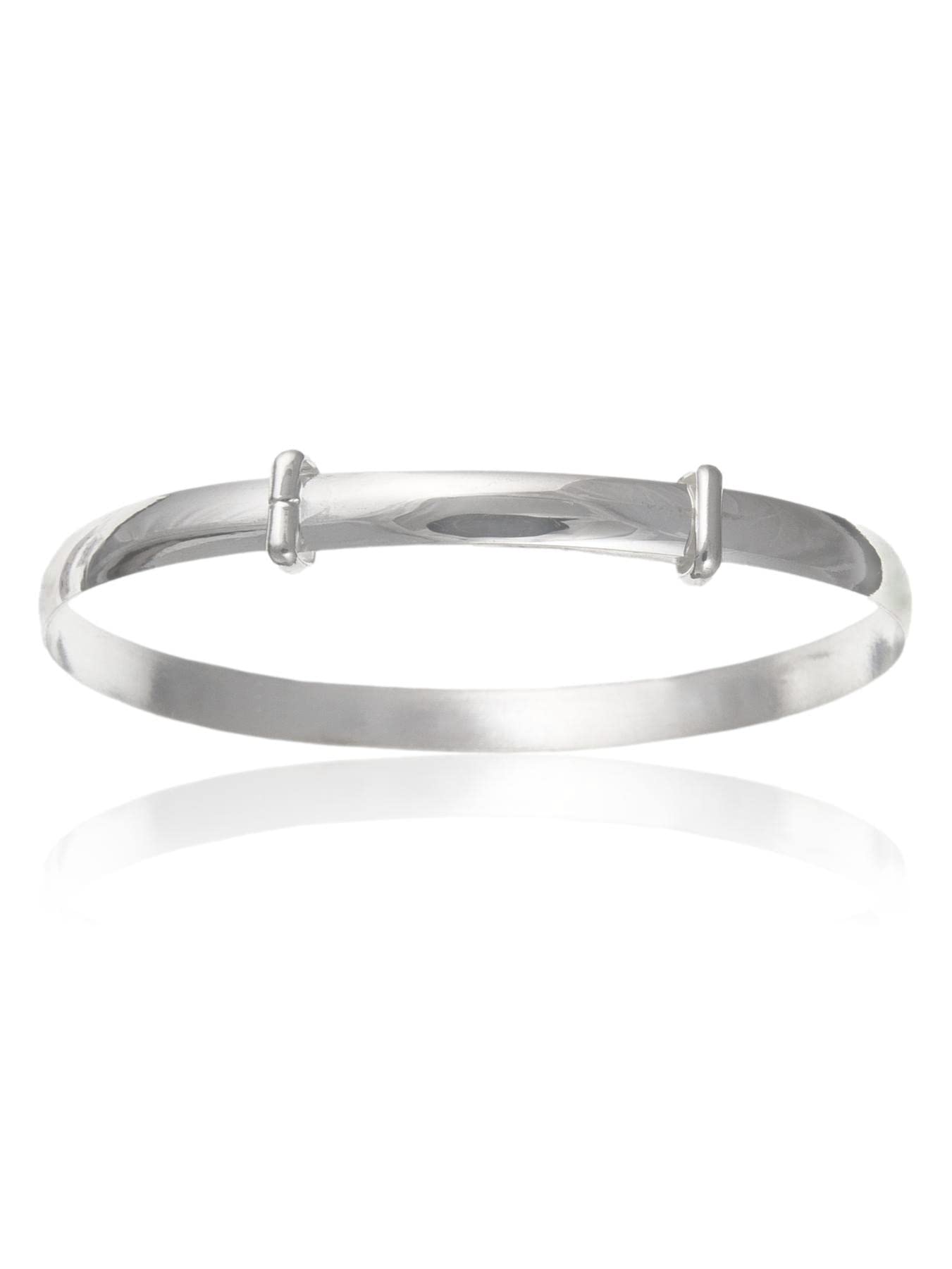 Designer Inspirations Boutique Plain Polished Expanding/Expandable/Adjustable Bangle Bracelet for Baby/Child/Children/Women - 925 Sterling Silver - Baby/Childrens Jewellery