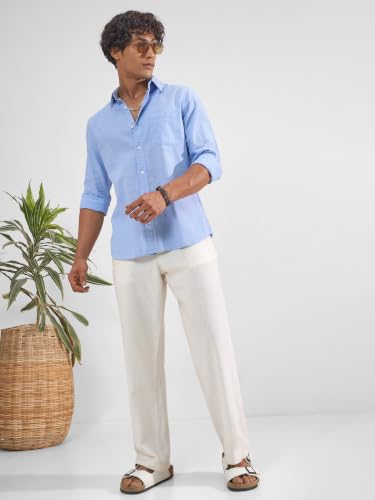 Image of Highlander Men Men's Relaxed Fit Casual Shirt | Cotton Linen | Relaxed fit | Full Sleeves|Premium Shirt for Man