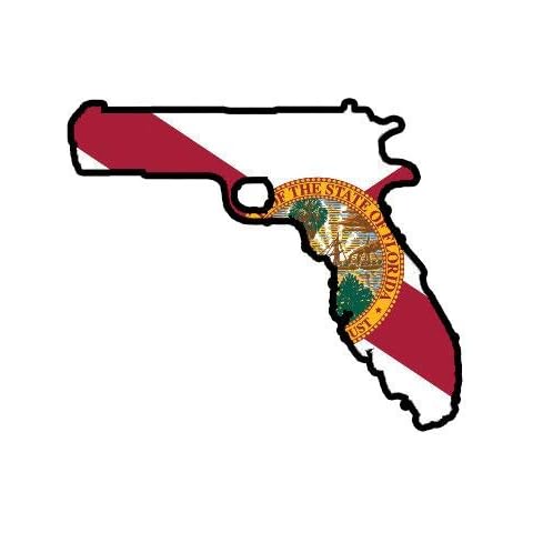 ION Graphics Gunshine Florida State Gun Shape Sticker Sticker Vinyl FL Sunshine Guns 2A 5" Bumper Locker Laptop Window - Sticks to Any Surface Cover