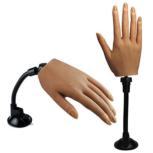 Silicone Practice Hand For Acrylic Nails, Flexible Bendable Female Mannequin Life Size Practice Hand With Stand For Nails Practice Nail Art Tools (3#-Right Hand) #TOP15