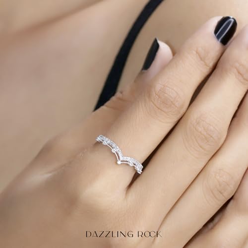 Dazzlingrock Collection Round White Diamond Beaded Chevron Wedding Band for Women (0.25 ctw, Color I-J, Clarity I1-I3) in Solid Gold2