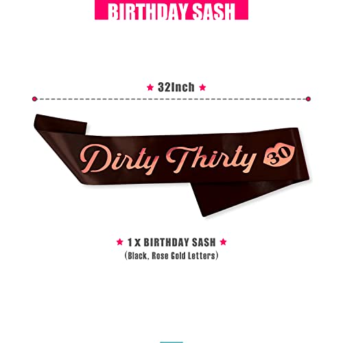 PartyForever 30th Birthday Party Decorations Banner Kit For Women Including Dirty Thirty Black and Rose Gold Banner for Her with Dirty 30 Balloons by PartyForever - Image 5