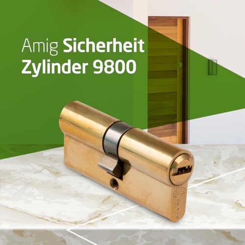 AMIG - Sicherheits-Türschloss für Türen - Größe 100 (50-50) - 6 Stifte - Anti-Bohrschutz-System - 15 mm Leiste - Inklusive 5 Messing-Schlüssel mit Spitze und 100 mm Schraube - Polierte Oberfläche