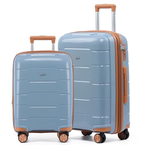 CRUW 2-Piece Luggage Set Expandable Polypropylene Suitcase Set TSA Locks 8 Silent Spinner Wheels Lightweight Nested Suitcases Travel Set easyJet BA Jet2 Airline-Approved Carry-On & Medium Check in