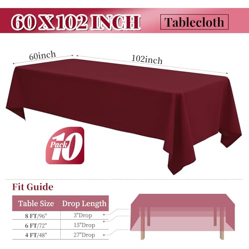fani 10 Packs Burgundy Tablecloth - 60 x 102 Inch for 6Ft Tables by fani - Used condition - Image 2