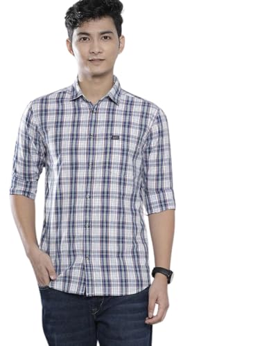 Men Slim Fit Checkered Full Sleeves Spread Collar Casual Shirt