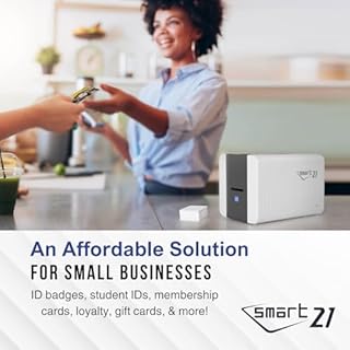 IDP SMART-21S ID Card Simplex Printer Kit with PC Only Software, 100 Print YMCKO Color Ribbon, and 100 PVC Plastic Cards - Now with SMARTMark Security