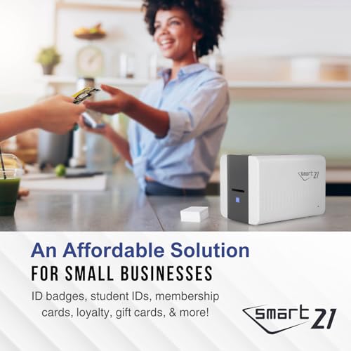 Image of IDP SMART-21S ID Card Simplex Printer Kit with PC Only Software, 100 Print YMCKO Color Ribbon, 100 PVC Plastic Cards, and Now with IDP's EasyCapture Photo Capture Tool Free Trial!