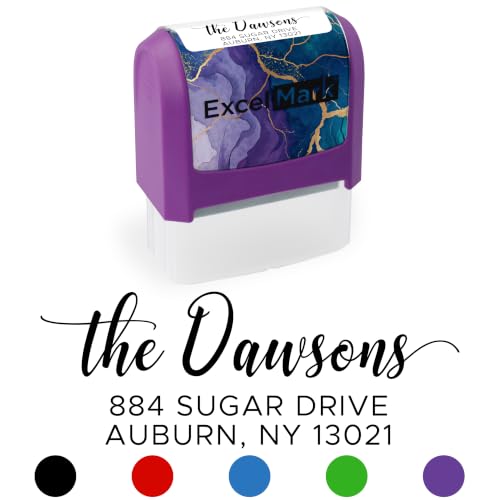 ExcelMark Custom Return Address Stamp (Purple, Signature Script)