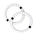 2 Balance Bracelets, Silicone Beaded Solid White Pair - Medium Size