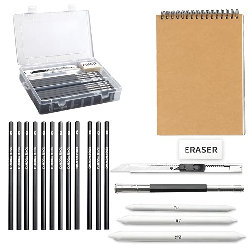 Image of Sketch Pencil Set, Drawing Pencil Set and Shading Pencil Set for Artists, Perfect Sketching Kit of Charcol and Shading Art with Carry Box and A5 Sketch Book (28 Pieces)