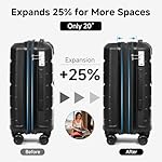Somago 20" Carry On Luggage and 14" Mini Cosmetic Cases Travel Set Lightweight Polypropylene Suitcase with TSA Lock YKK Zipper Hardside Luggage with Spinner Wheels (2 Piece Set, Classic Black) - Image 3