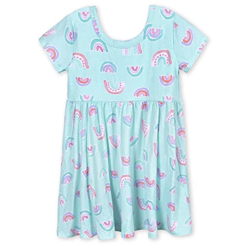 Image of Gerber Baby Girls' Toddler Buttery Soft Short Sleeve Twirl Dress with Viscose Made from Eucalyptus