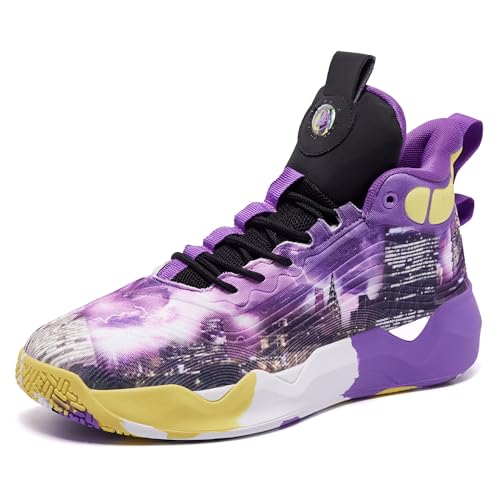 Women Men Basketball Shoes Fashion Running Sneakers Colorful Painting Sport Shoe Purple Size 6