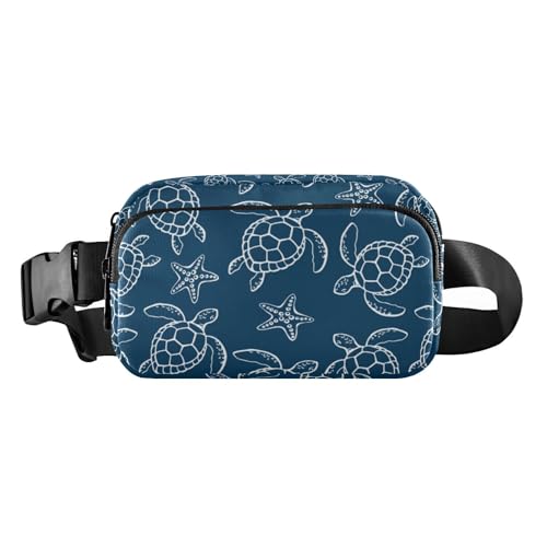 Sletend Sea Turtle Starfish Fanny Packs for Women Men Waterproof Fashion Waist Pack Adjustable Crossbody Bag for Travel Outdoors Hiking Running Cycling Bum Bag Shoulder